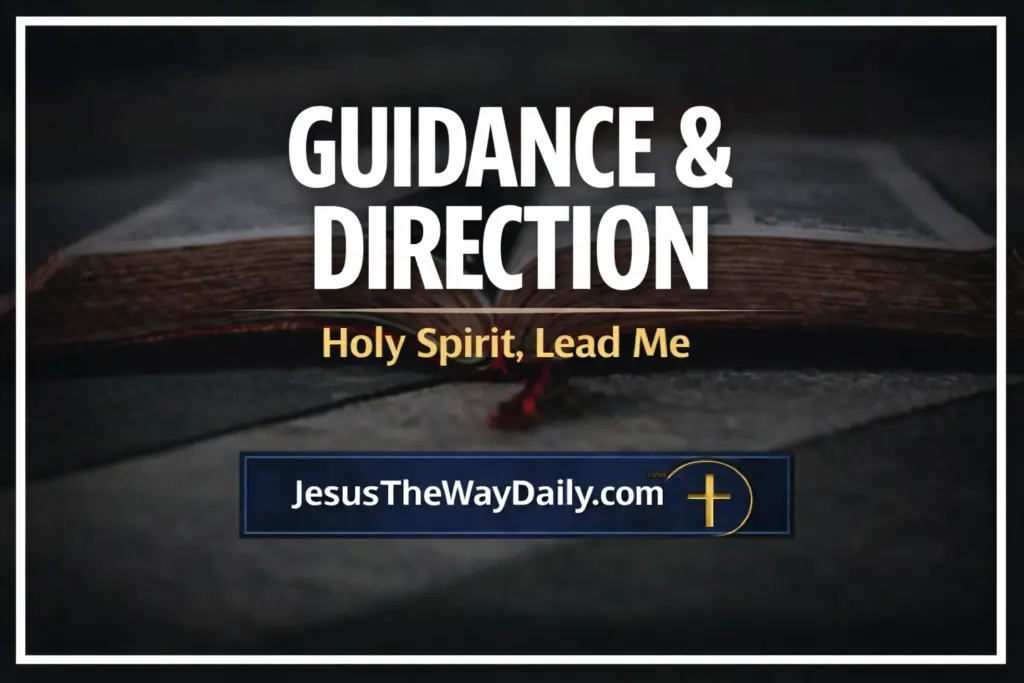 Christian prayer image symbolizing guidance and direction, showing a person praying at sunrise and seeking God’s leading.