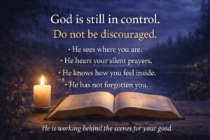 Devotional featured image showing an open Bible and candle at night, representing rest in Jesus for those tired of carrying everything alone