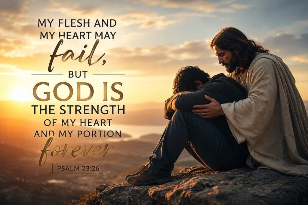 Psalm 73:26 strength when you feel weak Christian devotional image
