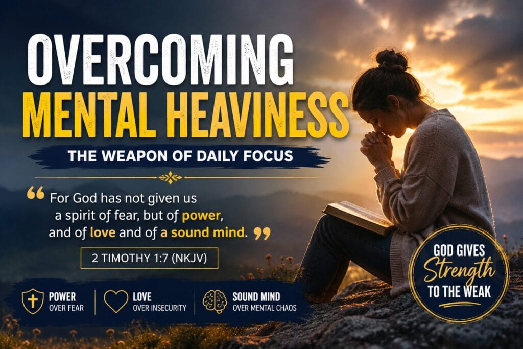 Overcoming Mental Heaviness Christian devotional based on 2 Timothy 1:7 about fear, anxiety, and a sound mind.