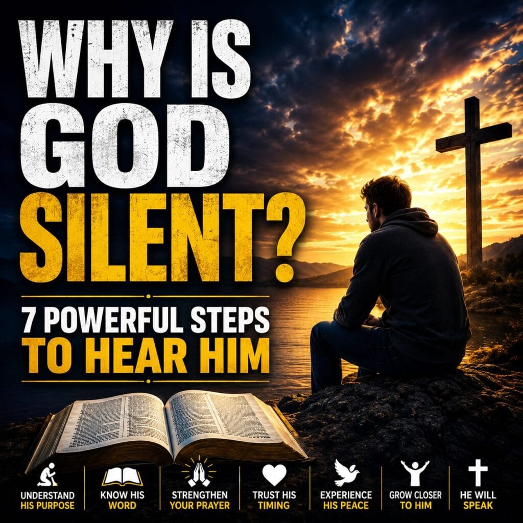 A believer sitting peacefully in prayer, reflecting on why is God silent