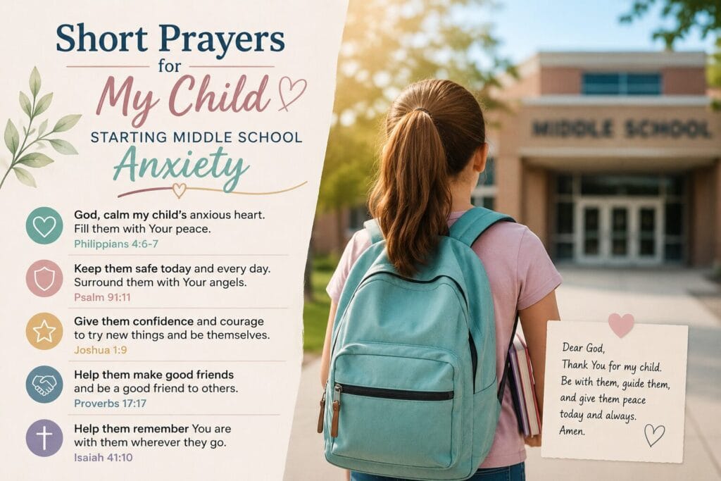 short prayers for child starting middle school anxiety.